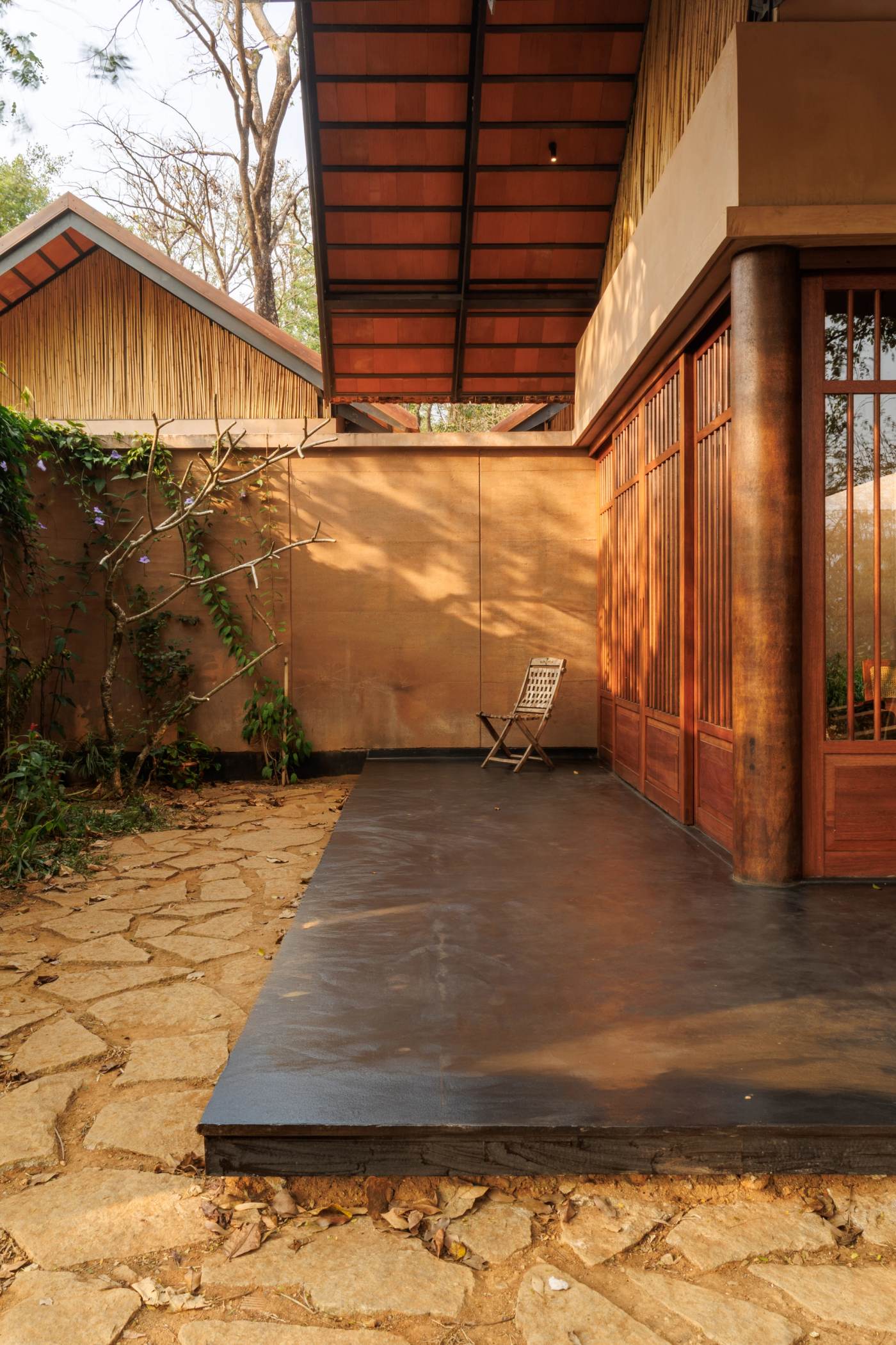 The verandah, half indoors and half out
