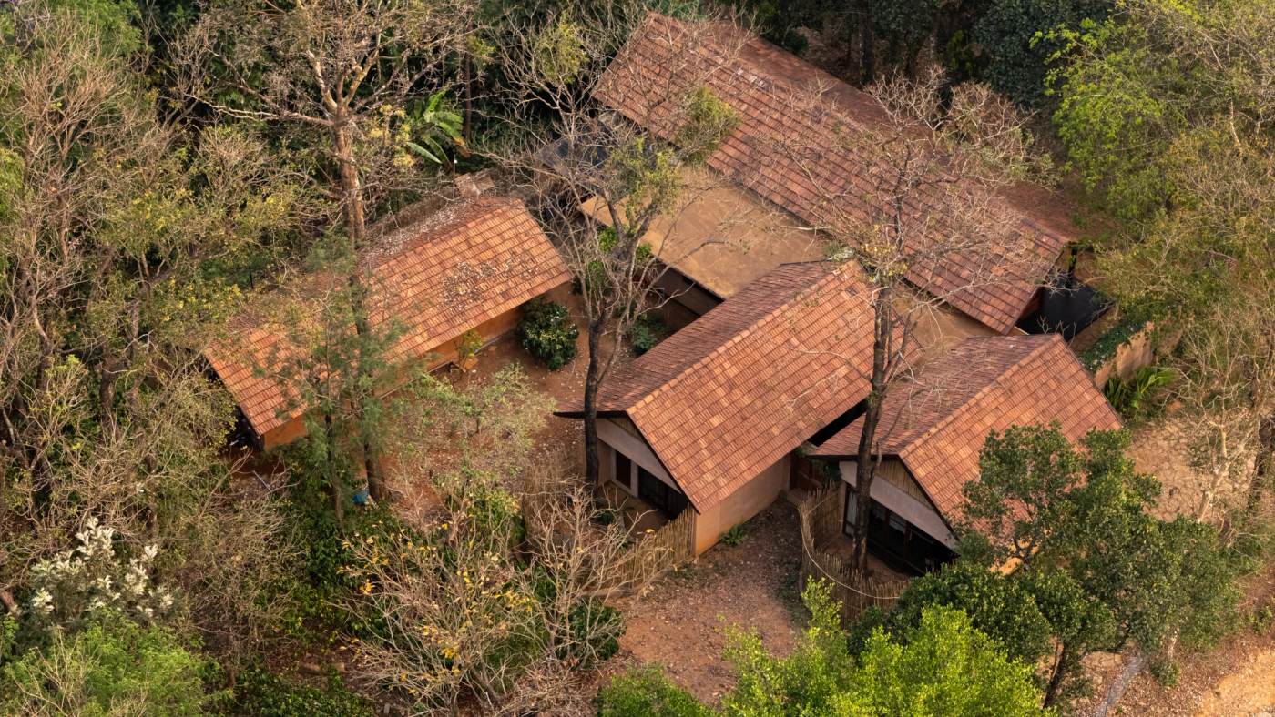 The house among the trees, seen from above
