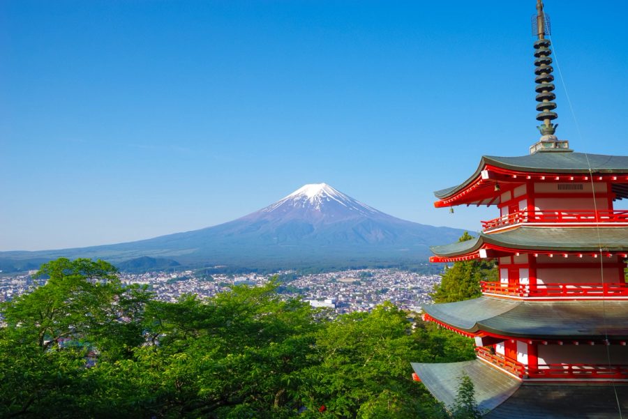 Mount Fuji from Lake Kawaguchi in Yamanashi