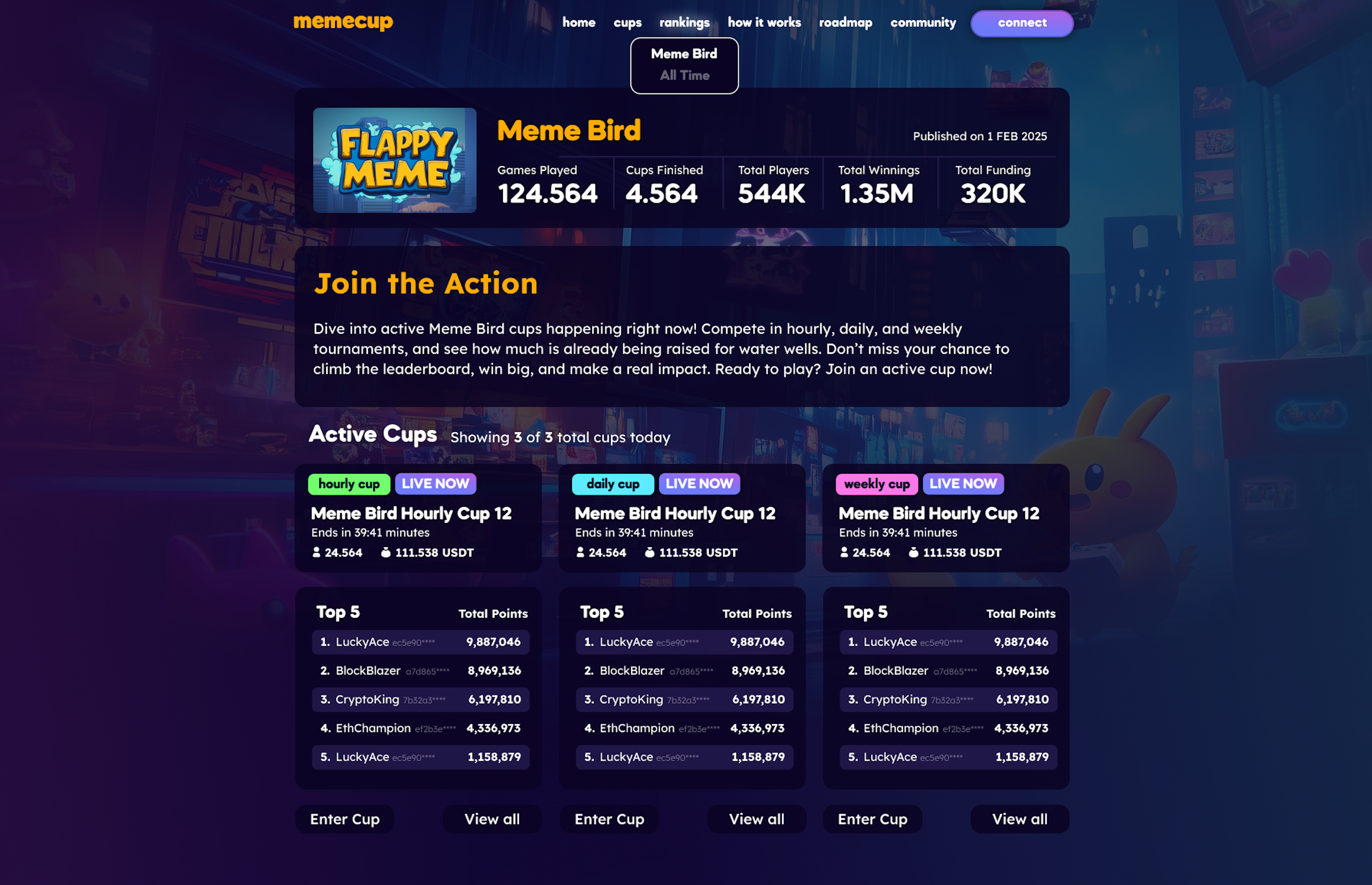 Live leaderboards & history
