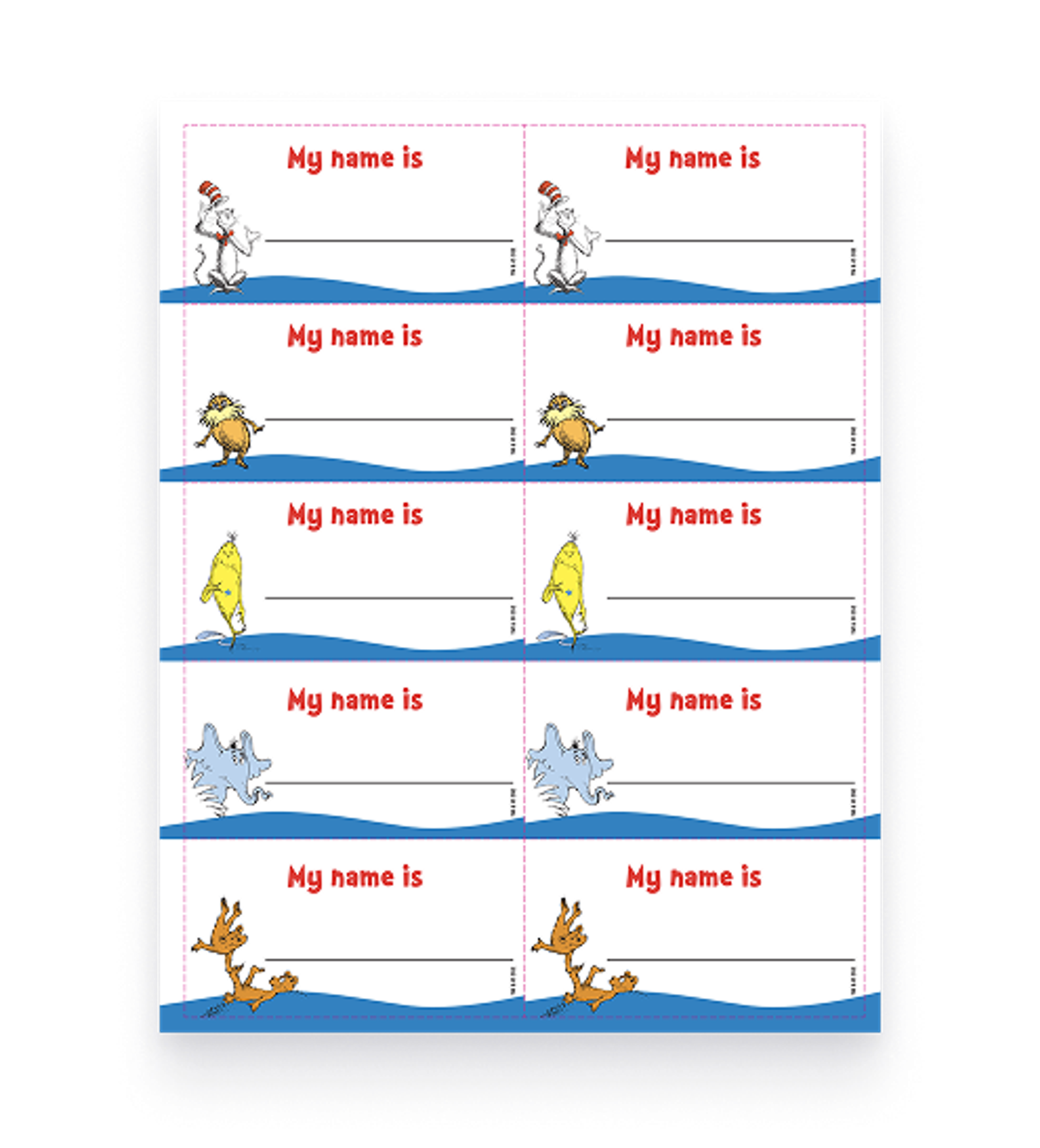 Dr. Seuss School Nametags