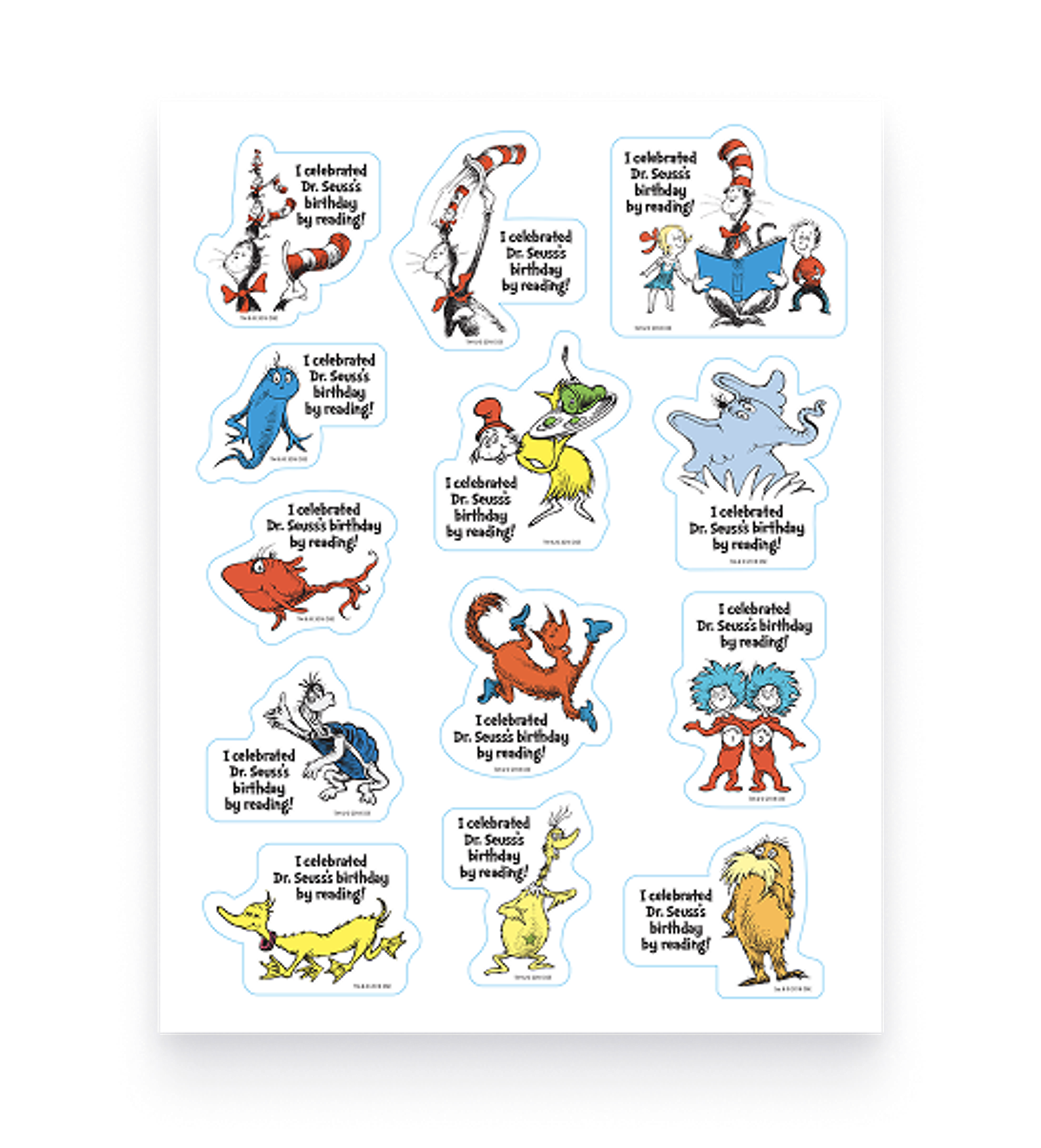 Dr. Seuss’s Birthday Sticker Sheet