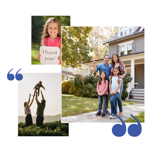 Collage of pictures of happy clients.