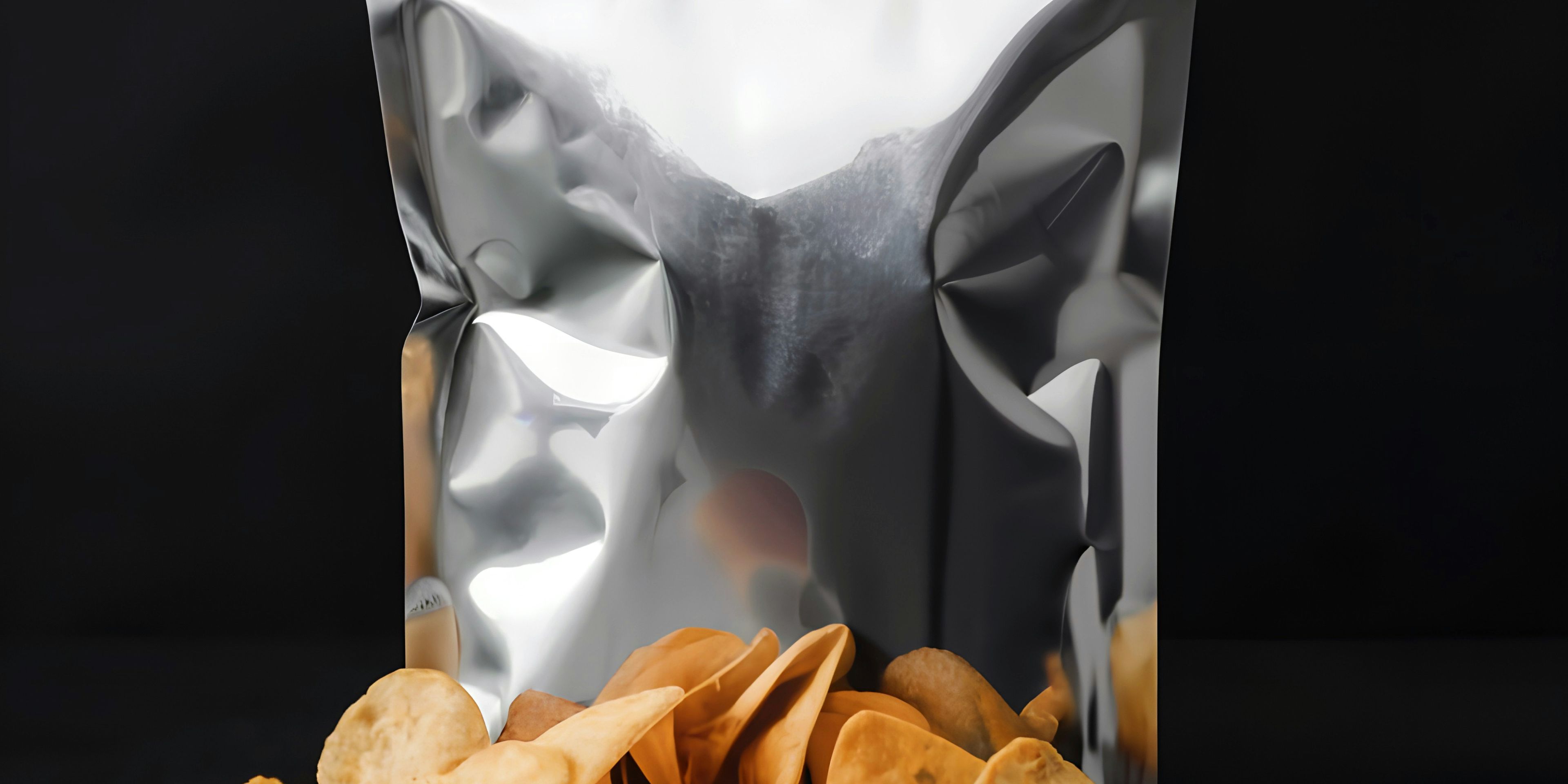 a bag of chips is sitting on top of a pile of chips .