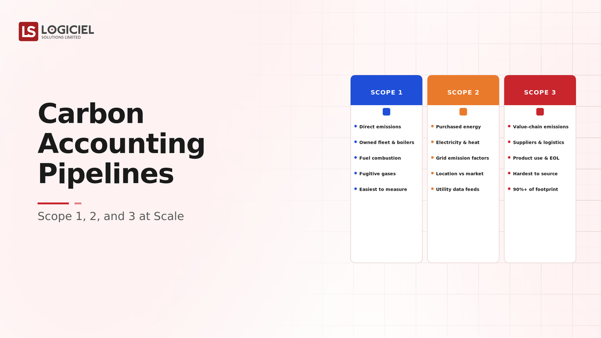Carbon Accounting Pipelines: Scope 1, 2, and 3 at Scale