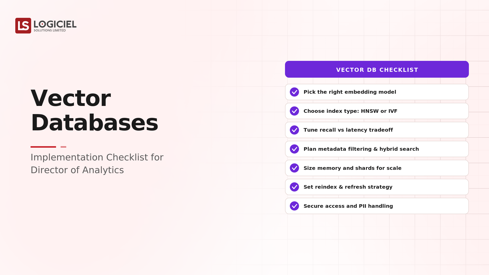 Vector Databases Implementation Checklist for Director of Analytics