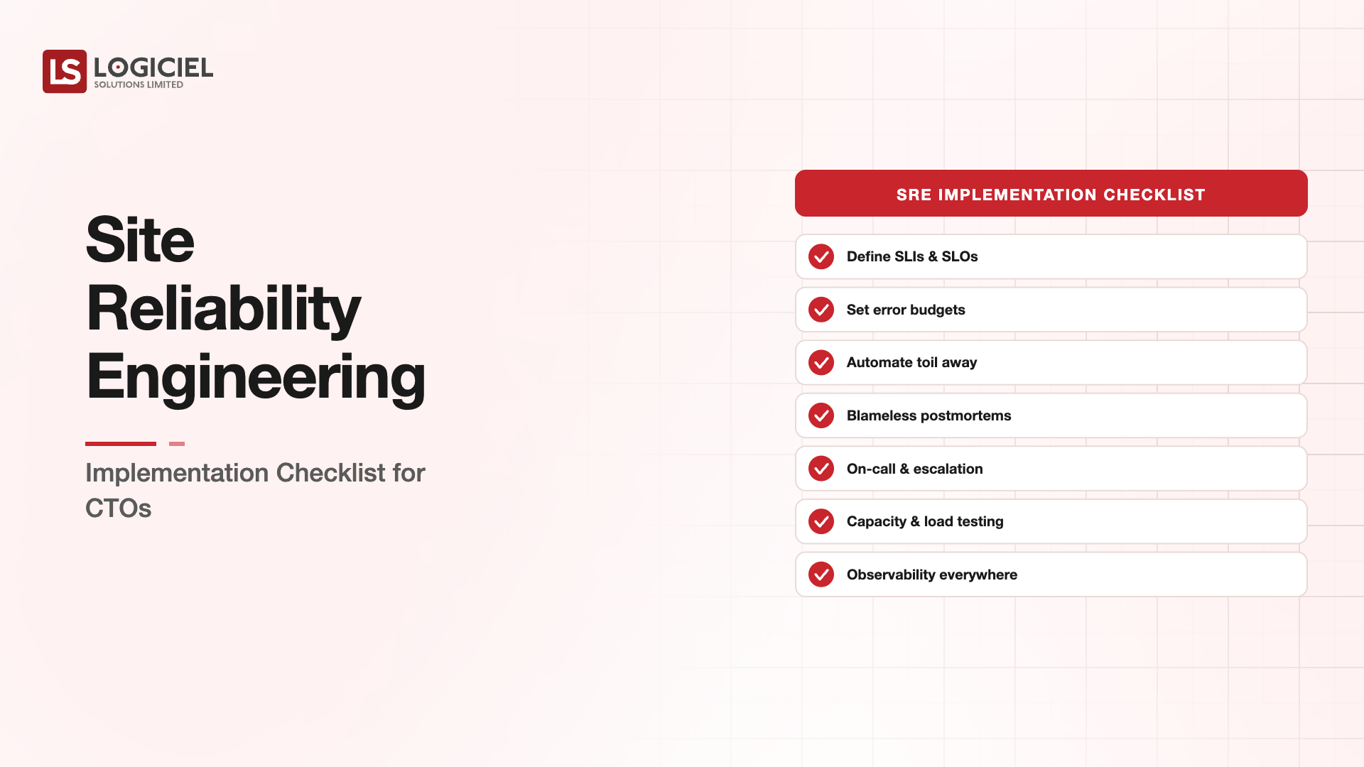 Site Reliability Engineering Implementation Checklist for CTOs