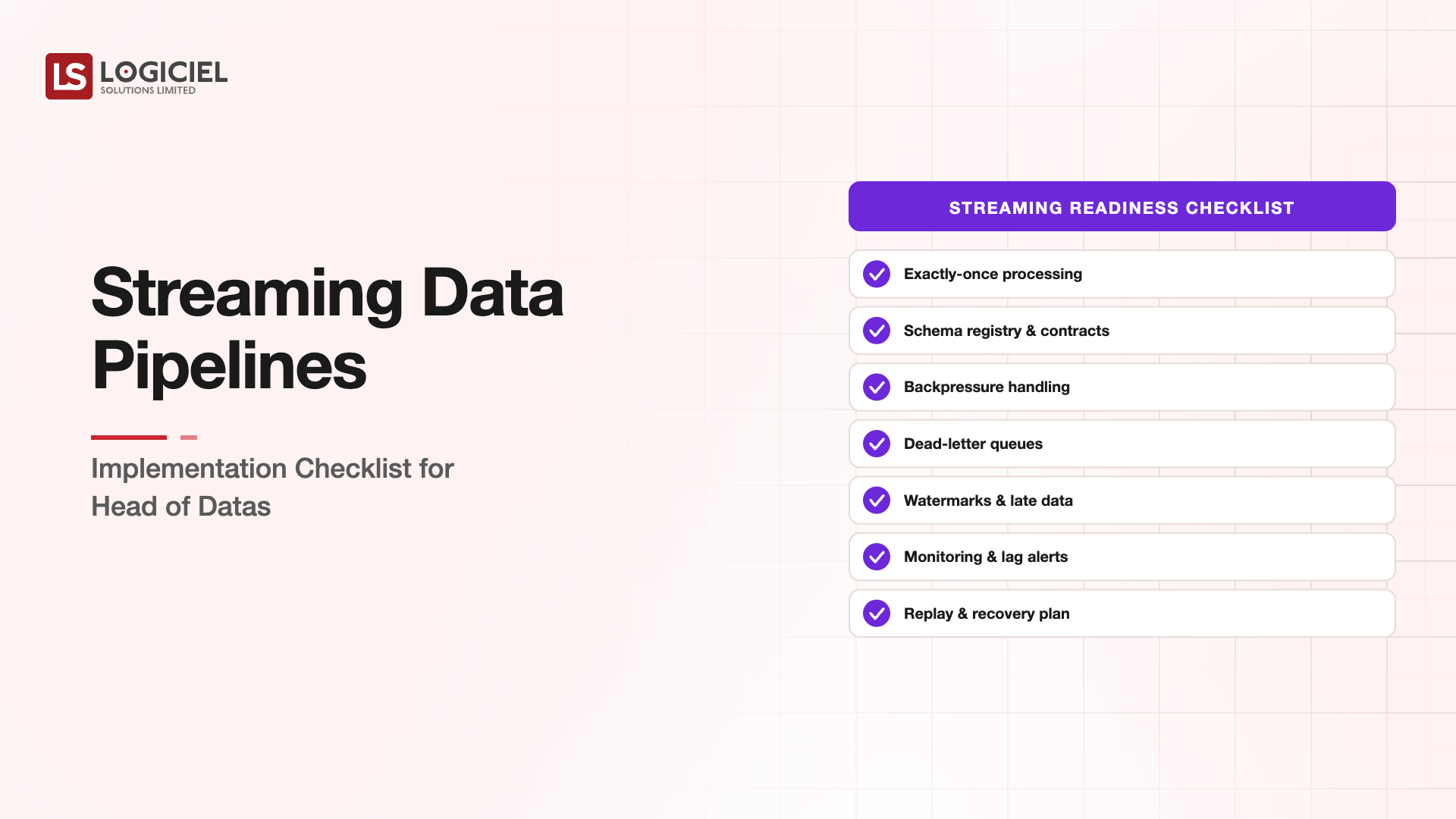 Streaming Data Pipelines Implementation Checklist for Head of Data