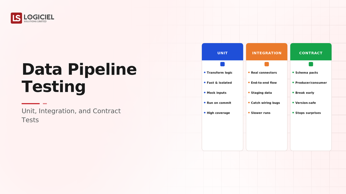 Data Pipeline Testing: Unit, Integration, and Contract Tests