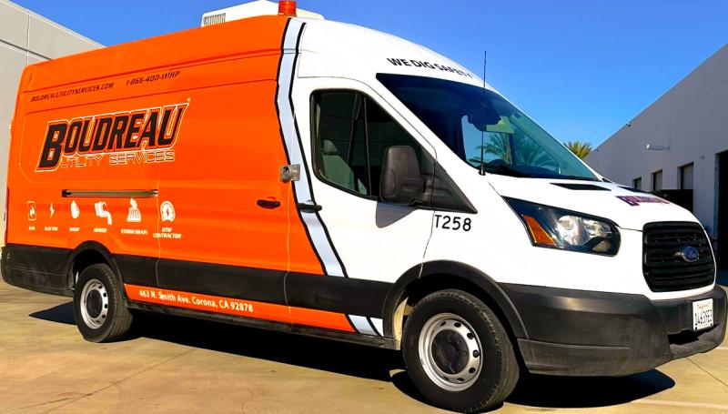 Boudreau Pipeline service truck with 3M vinyl fleet wrap by VE Signs, Riverside CA