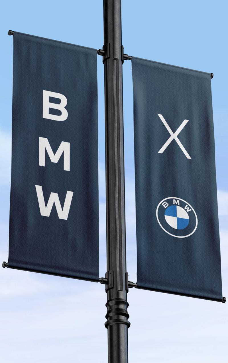 BMW of Riverside lamppost banner printed and installed by VE Signs