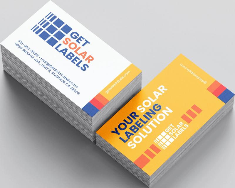 Get Solar Labels business cards printed by VE Signs Riverside