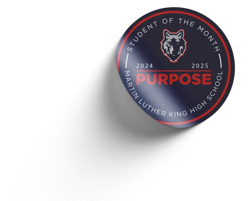 MLK High School die-cut round stickers printed by VE Signs