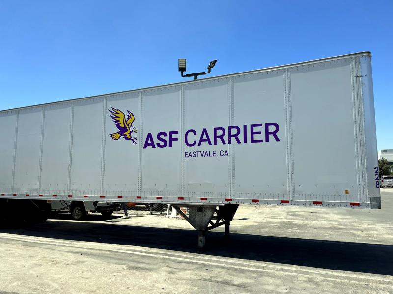 ASF Carrier eagle logo decals on a dry van trailer