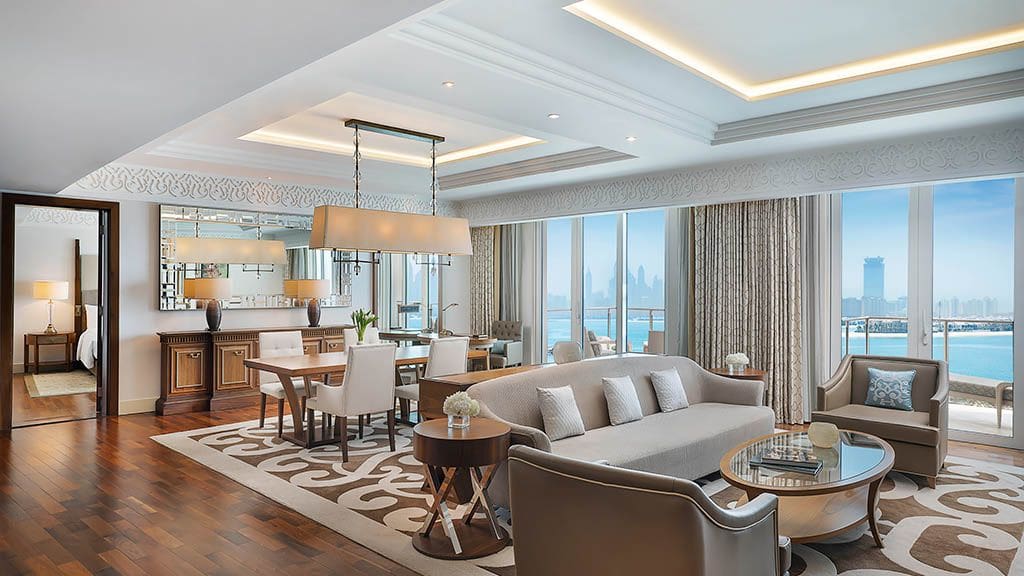Waldorf Astoria Dubai Palm suite living room