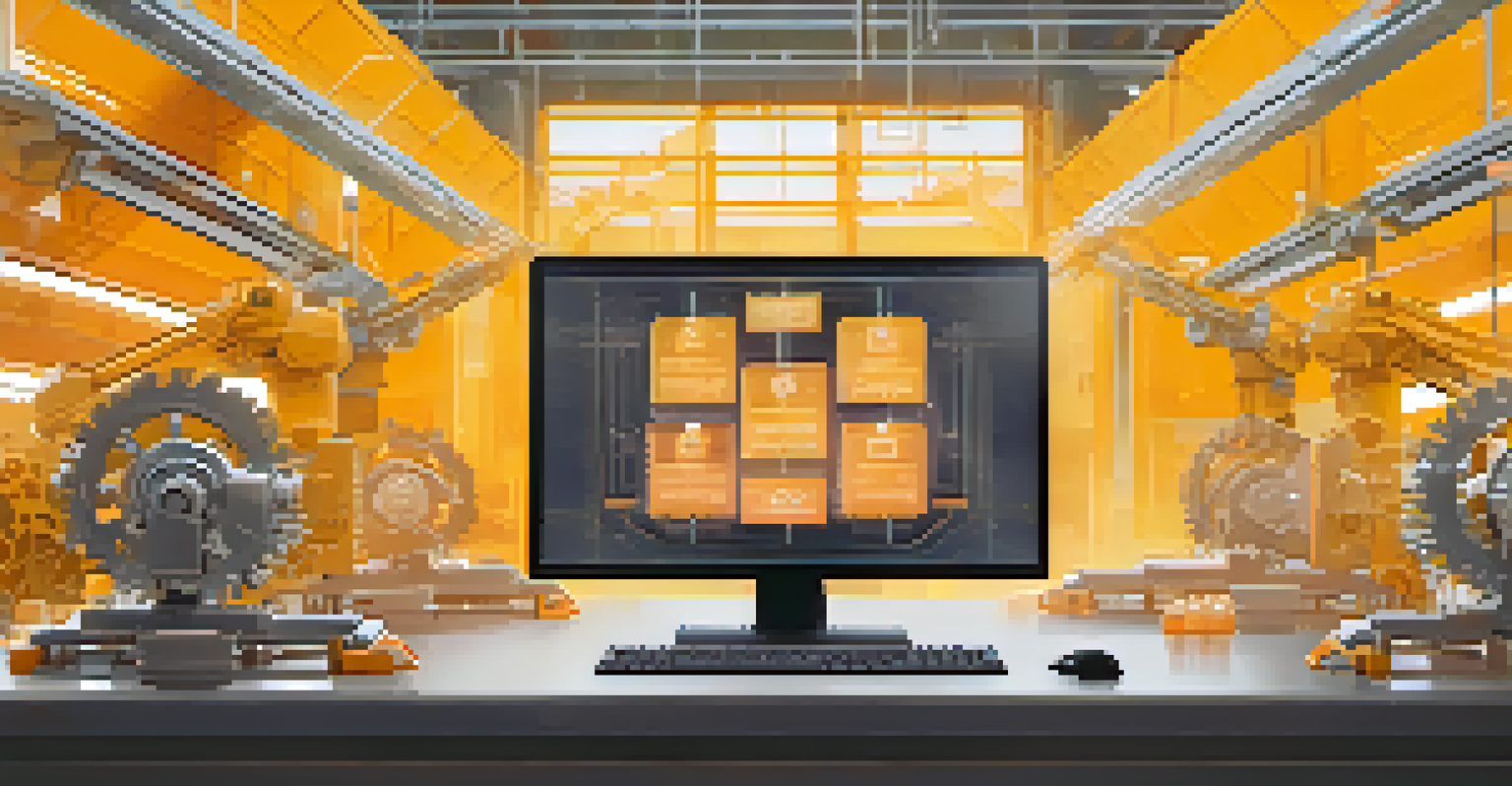 An image showing a digital smart contract being executed with automation elements like gears and robotic arms, symbolizing efficiency.