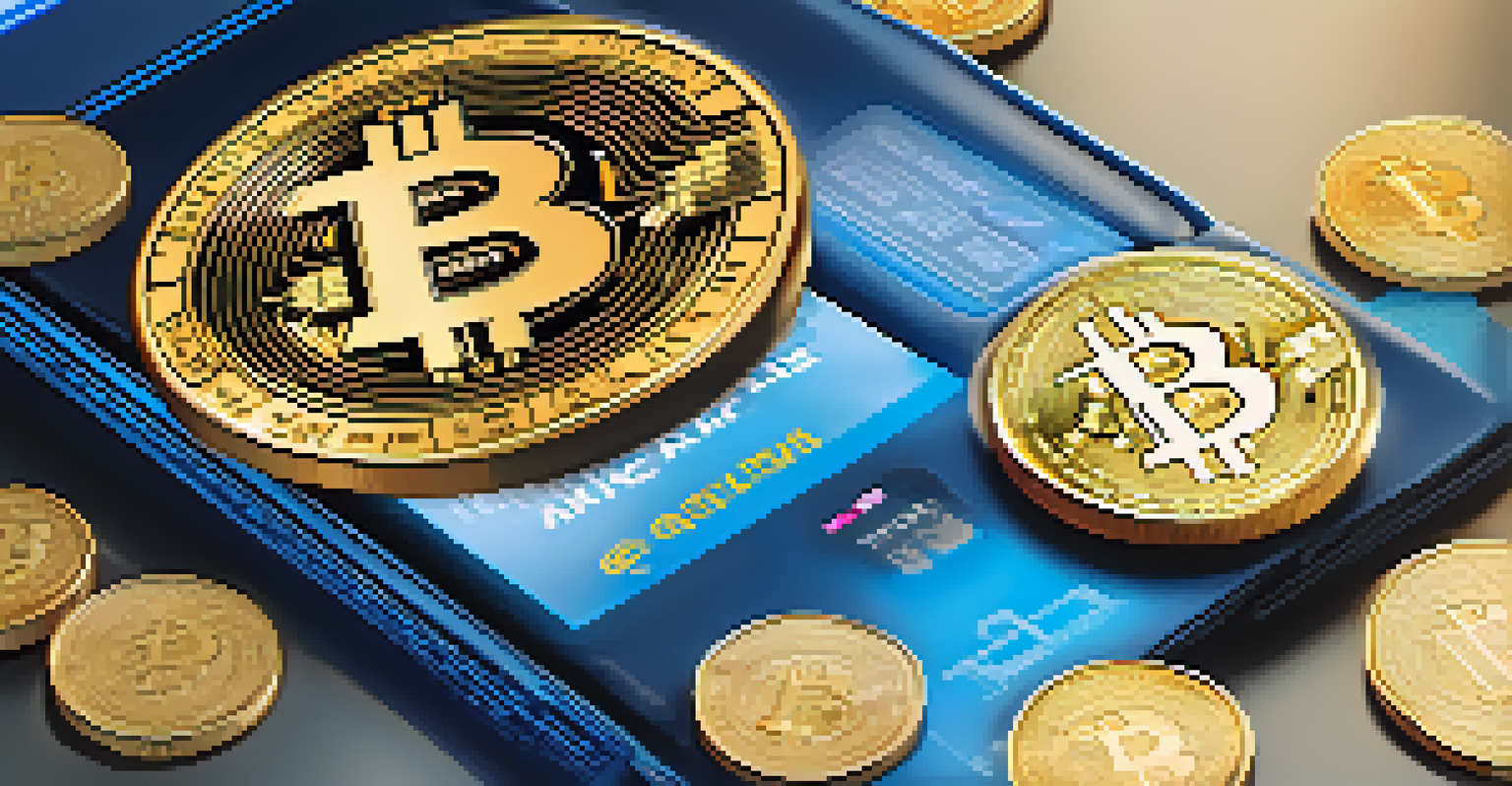 A digital wallet interface showcasing Bitcoin transactions, with virtual coins in the background.