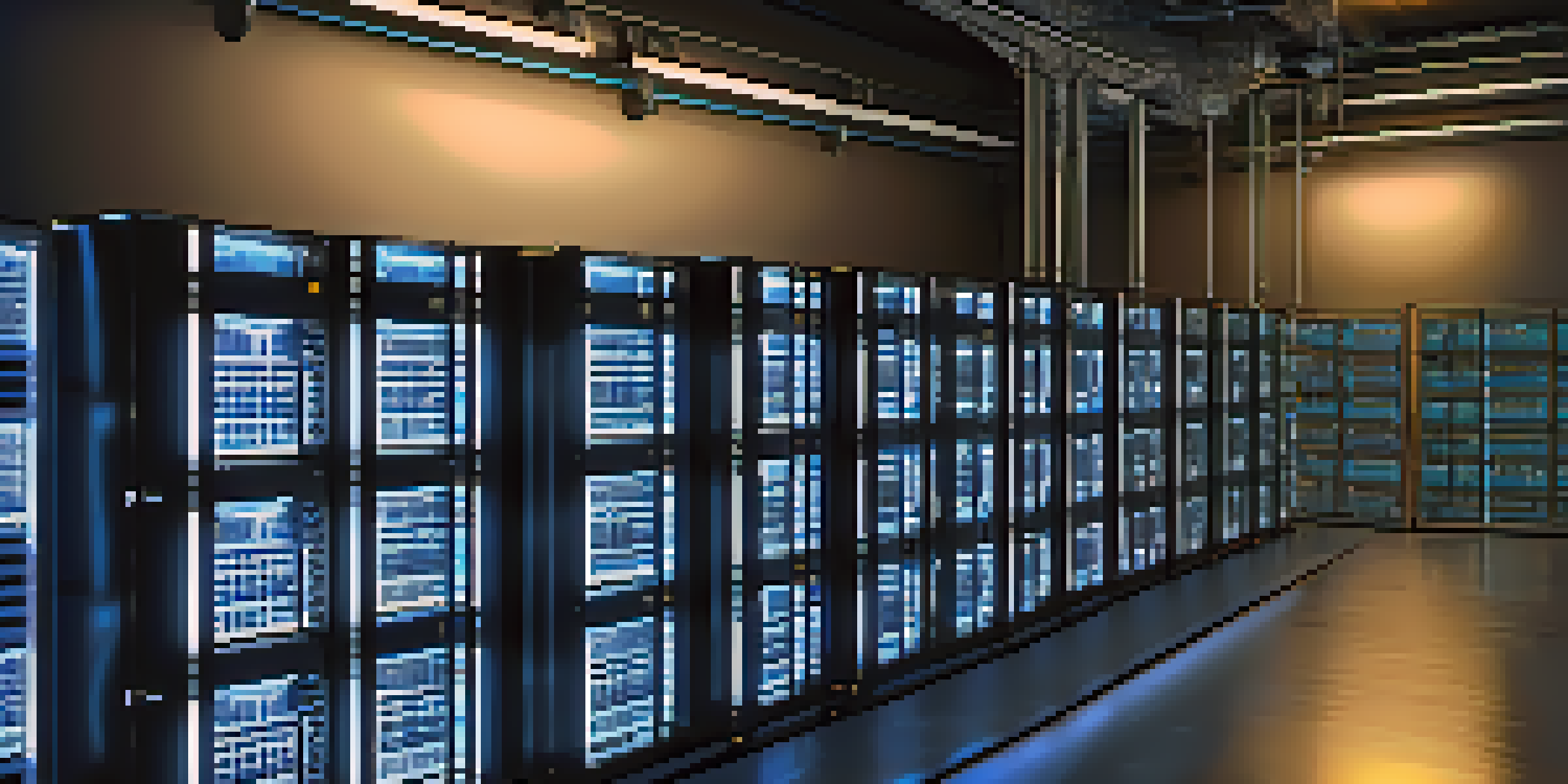 Close-up of a Bitcoin mining rig with illuminated GPUs and organized cables in a dark room.