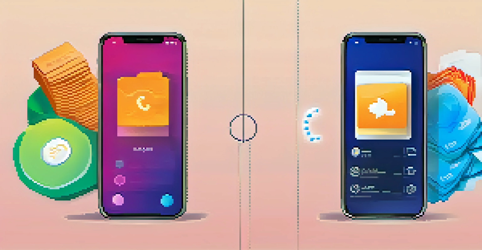 A split-screen image showing a hot wallet app on a smartphone and a cold wallet device in a safe, highlighting their differences.