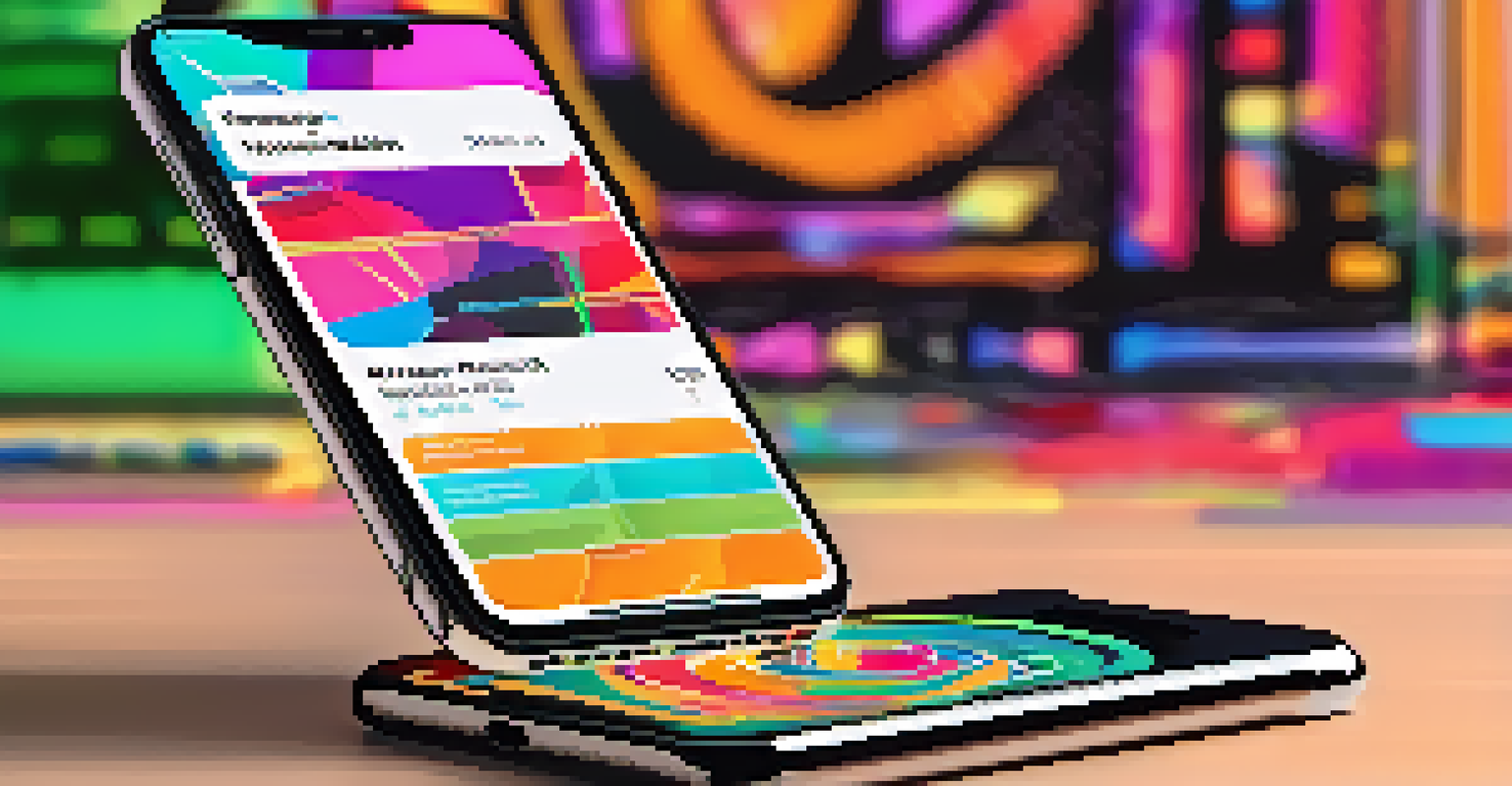 A close-up of a smartphone displaying a Bitcoin wallet app with vibrant NFT art in the background.