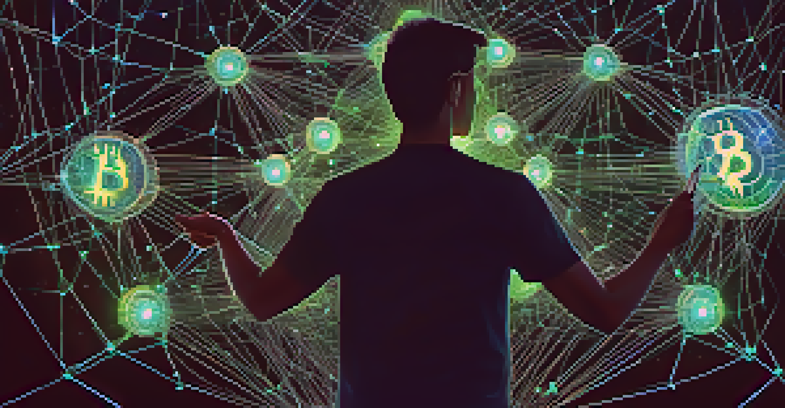A visual representation of a decentralized network with glowing nodes symbolizing individuals in the Bitcoin ecosystem.