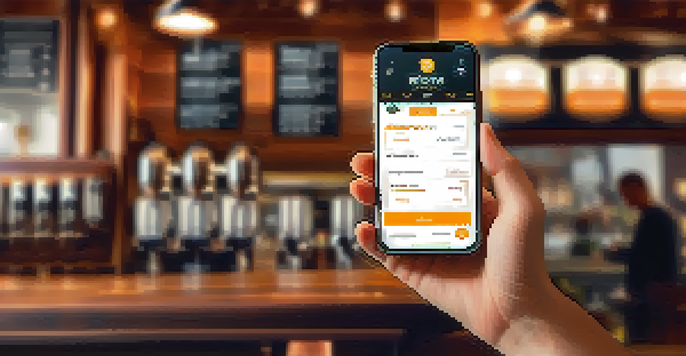 A smartphone displaying a user-friendly Bitcoin application interface in a cozy coffee shop setting.
