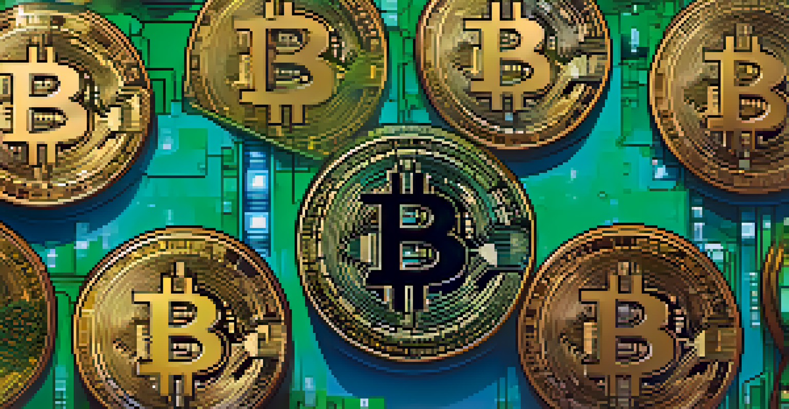 An abstract image showing a digital lock over a Bitcoin symbol surrounded by various currency symbols, with a blue and green background.