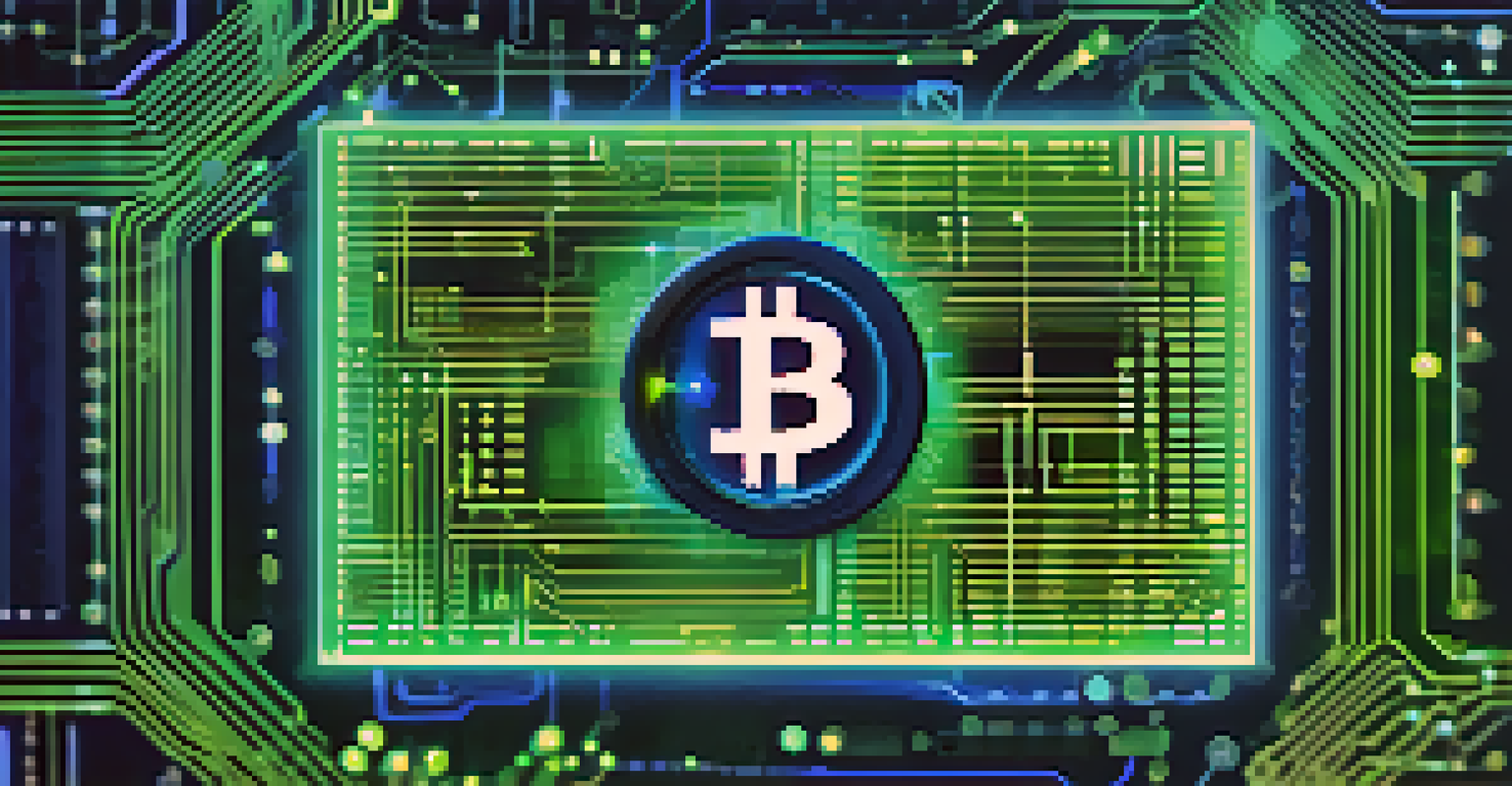 A futuristic representation of a digital wallet for Bitcoin, with glowing elements and blockchain symbols, emphasizing technological advancements.