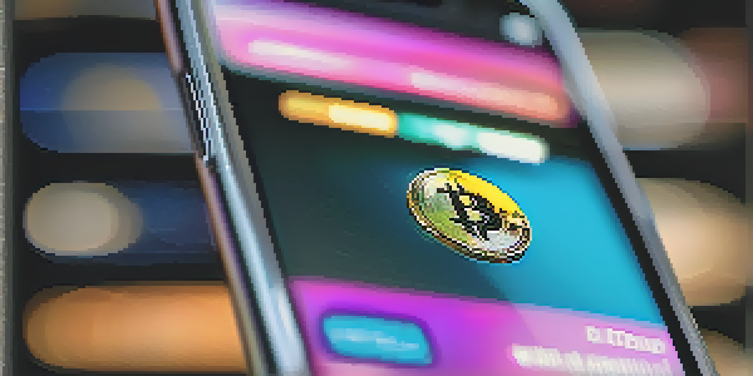 A smartphone displaying a modern Bitcoin wallet interface with vibrant colors and the Bitcoin logo.