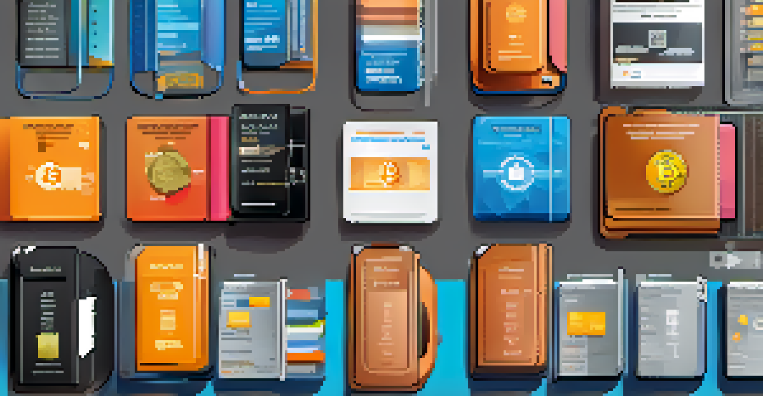 An infographic displaying various types of Bitcoin wallets with icons and descriptions, featuring a vibrant and modern design.