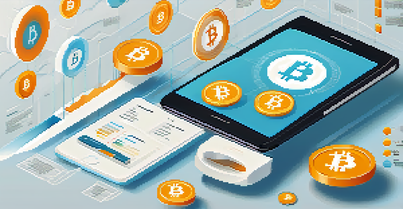 An infographic showing the growth of Bitcoin adoption in mobile payments with trends and icons.