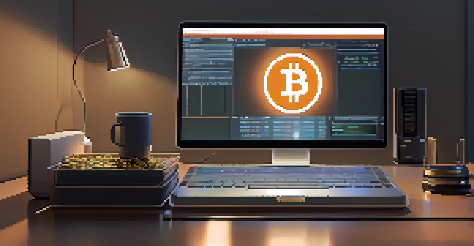 An air-gapped computer displaying a Bitcoin wallet interface in a dimly lit room.