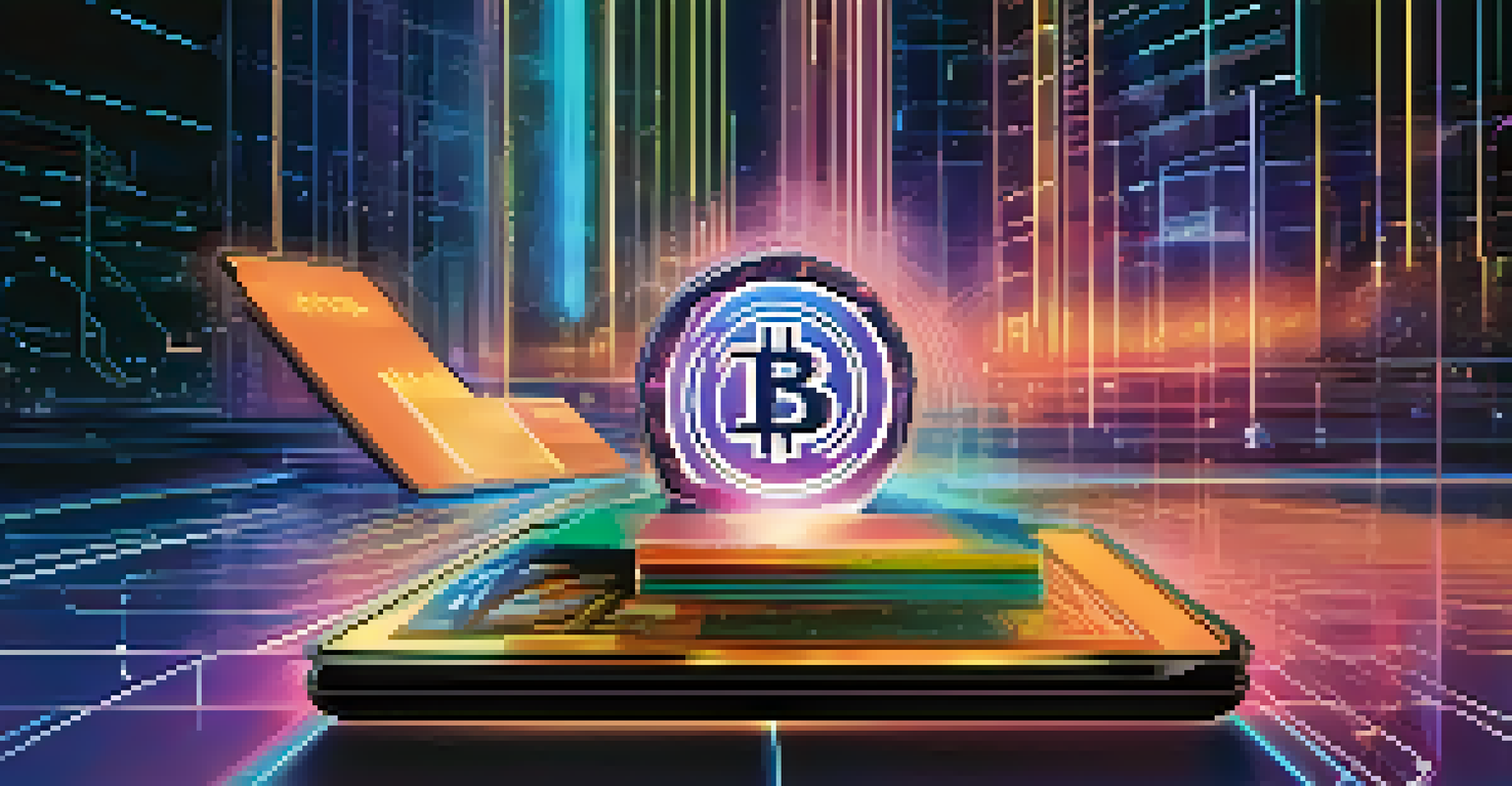 A futuristic Bitcoin wallet with holographic features, showcasing advanced AI integration in a high-tech environment.