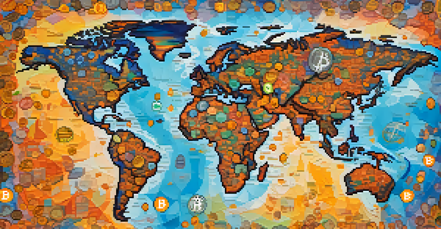 A digital illustration of the Bitcoin symbol over a world map, emphasizing global accessibility.