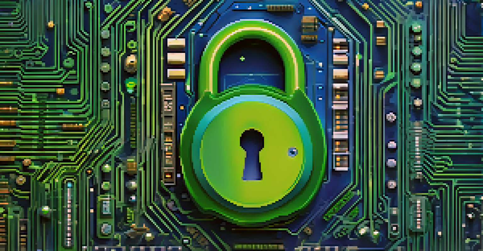 A digital lock made of various symbols and characters against a glowing circuit board background, representing strong password security.