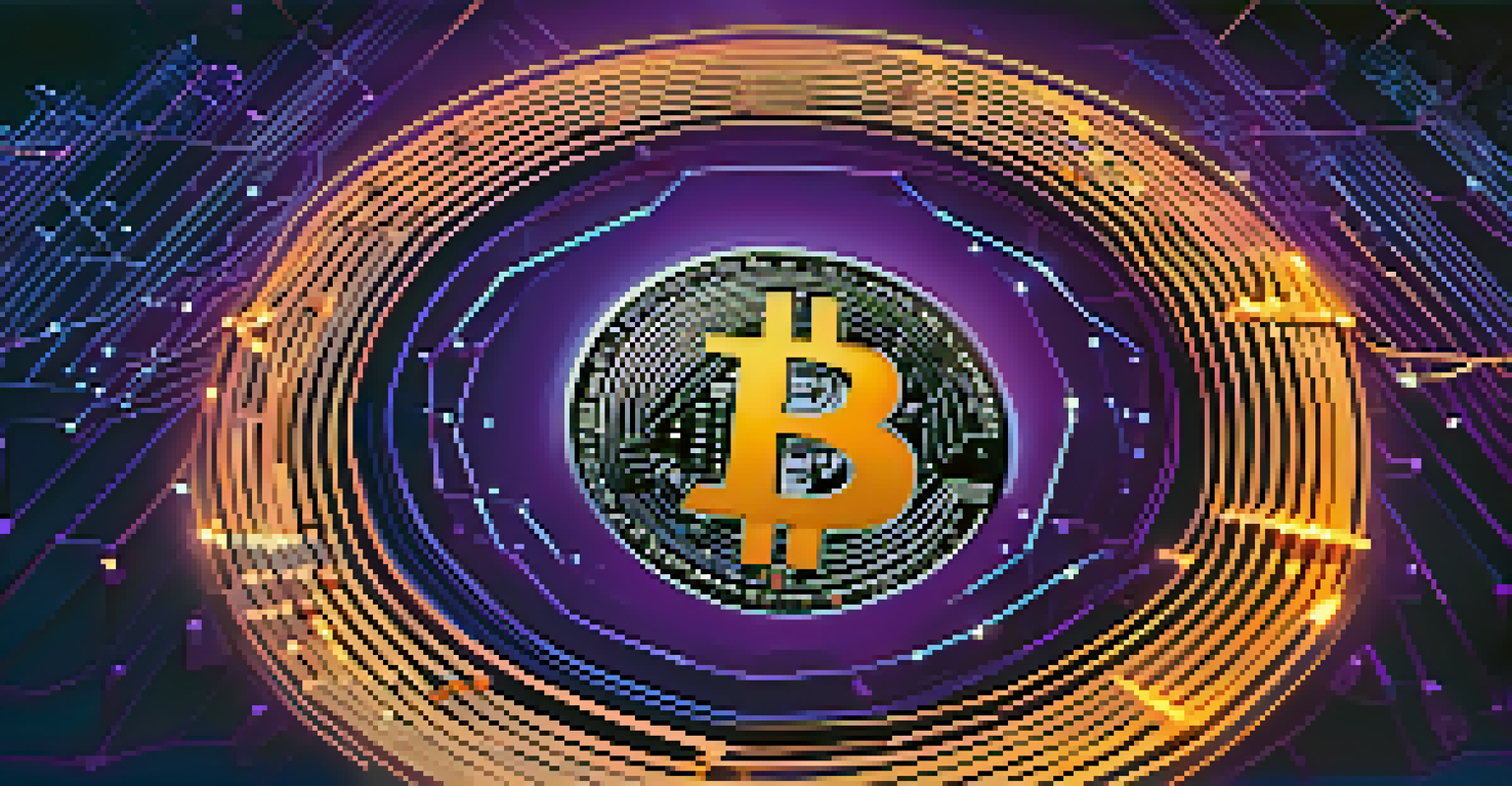 An abstract digital illustration symbolizing privacy in cryptocurrency with a shield and Bitcoin symbols.