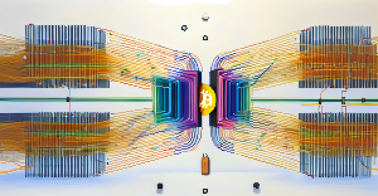 An abstract image showing two diverging paths made of glowing circuit lines, symbolizing innovation and tradition in Bitcoin forks.