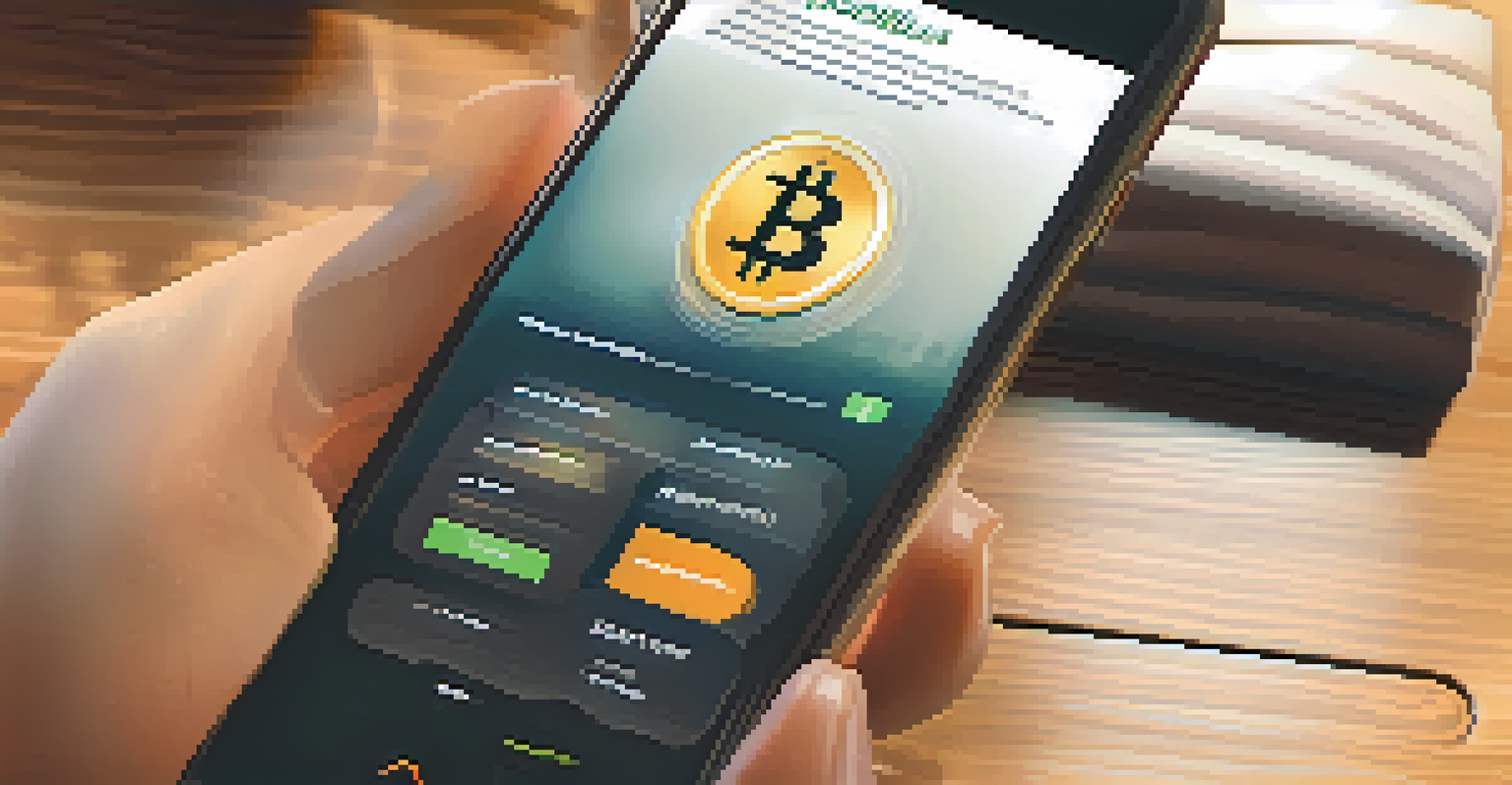 A close-up of a user using biometric authentication on a Bitcoin wallet app on a smartphone.