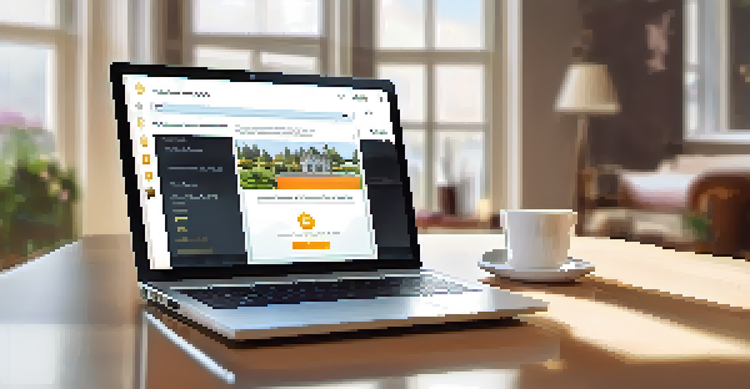 A laptop displaying a Bitcoin transaction for property purchase in a well-lit living room.