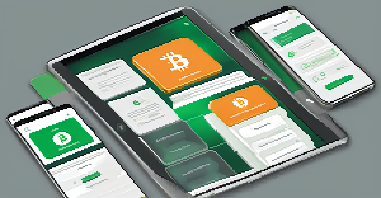 Screens of a Bitcoin app's onboarding process showcasing security features on a tablet.