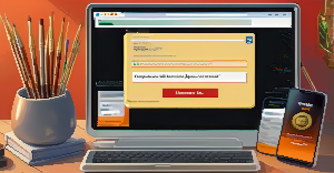 A computer screen showing a phishing email that resembles a bank notification, with security tools on a desk.