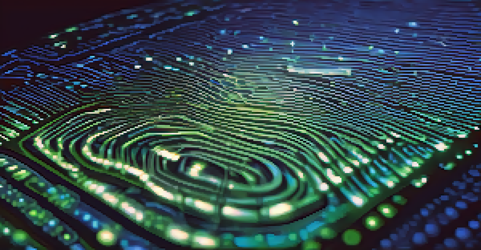 An abstract image of a glowing fingerprint symbolizing a secure digital ballot, set against a gradient background of deep blues and greens.