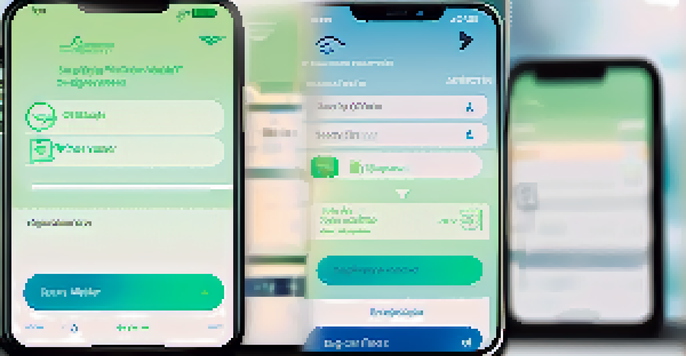 A smartphone displaying a digital wallet interface with security features like two-factor authentication, set against a blue and green gradient background.