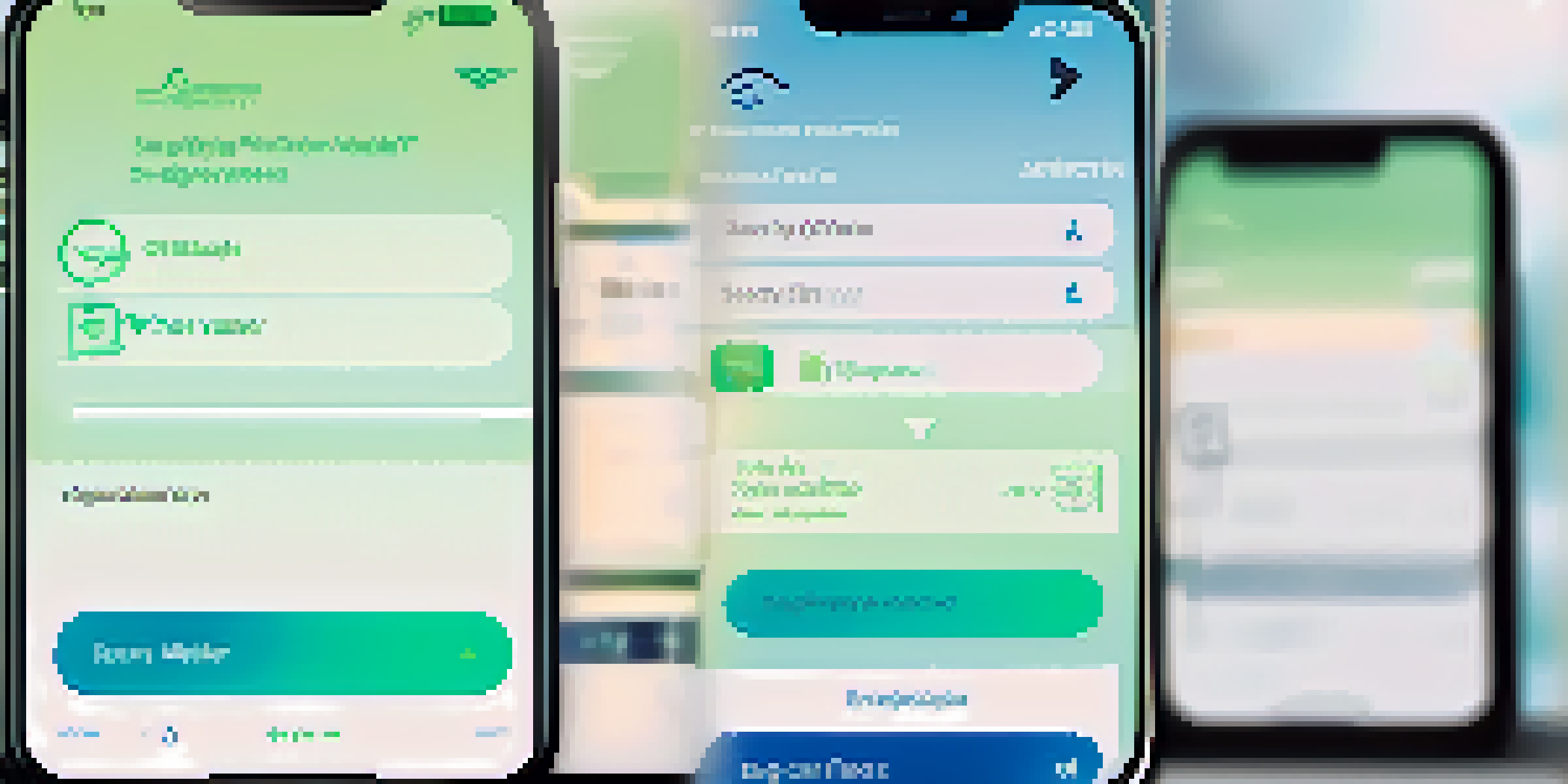 A smartphone displaying a digital wallet interface with security features like two-factor authentication, set against a blue and green gradient background.