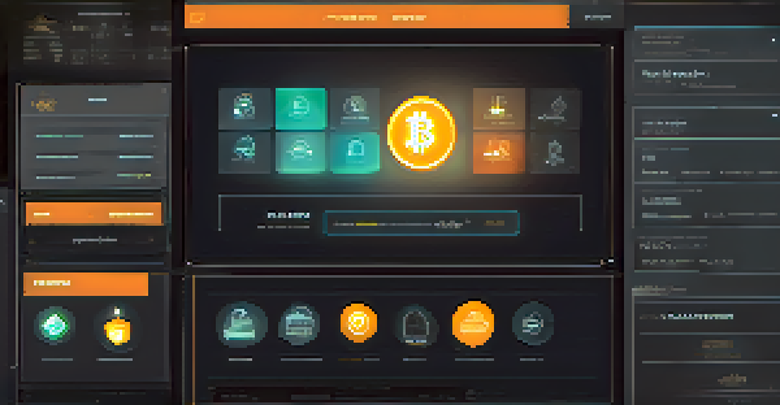 A section of a Bitcoin trading platform highlighting security features, such as two-factor authentication and encryption icons, set against a dark background with glowing accents.