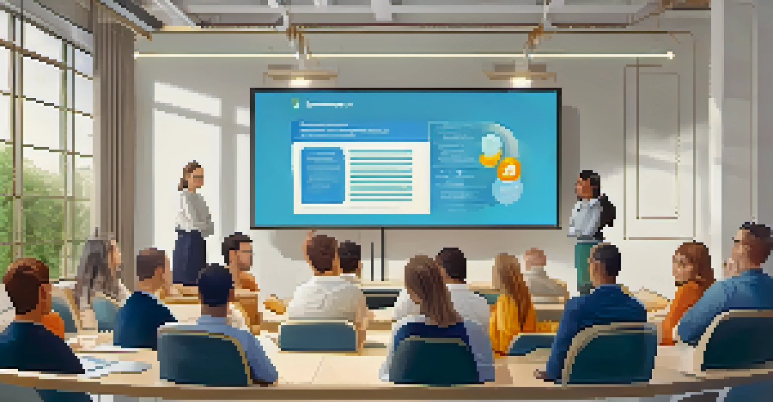 A consumer protection seminar in cryptocurrency, showing diverse individuals learning about safe investment practices.