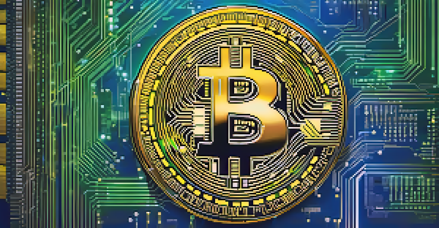 An abstract image featuring a large Bitcoin symbol surrounded by digital locks and circuits, representing security.