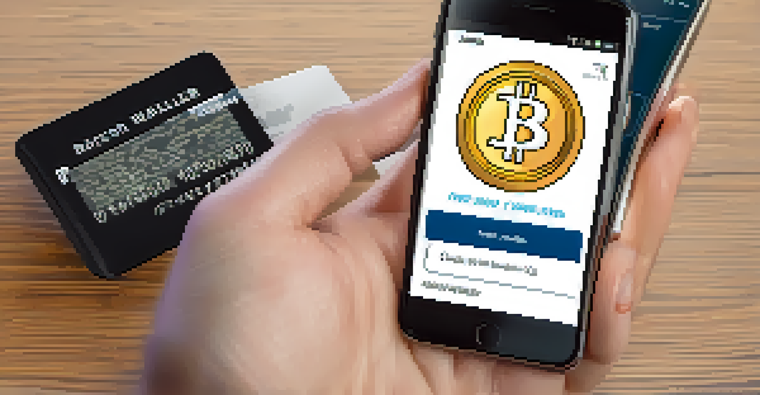 A close-up view of a digital wallet on a smartphone showing a Bitcoin transaction and a family photo in the background.
