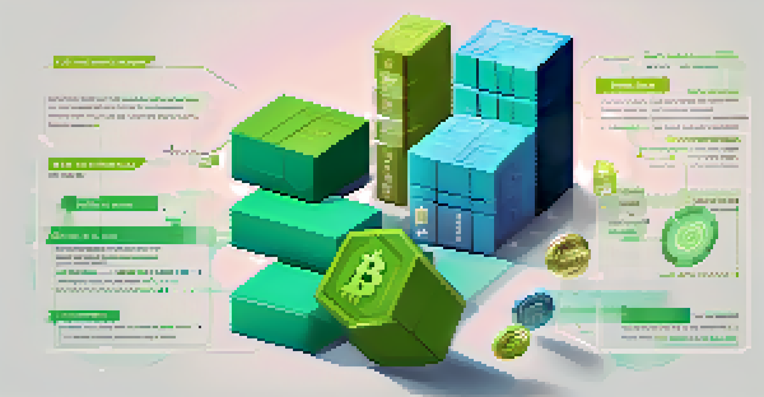 An infographic illustrating Bitcoin block sizes, showing small and large blocks with icons for transaction speed and fees.