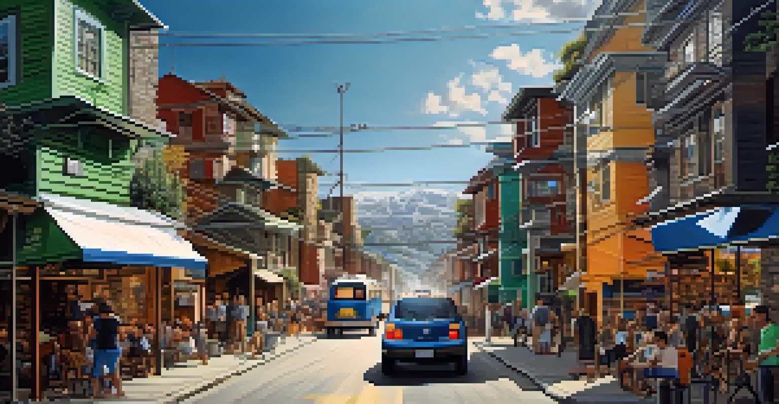 A split scene showing a busy city with technology on one side and a remote village with limited connectivity on the other, representing the digital divide.